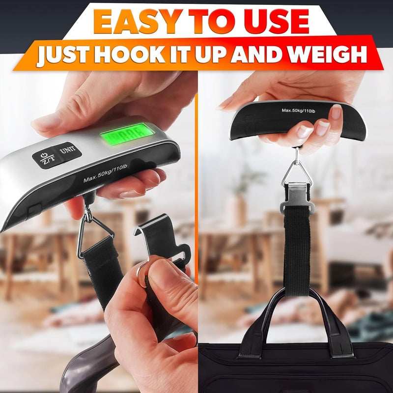 V TOWER Luggage Weight Scale for Packages - Hanging Scales for Weighing Packages Portable Luggage Scale Travel Essentials 110lb/50kg - Small Suitcase Scale for Travel Accessories for Women & Men - Image 5